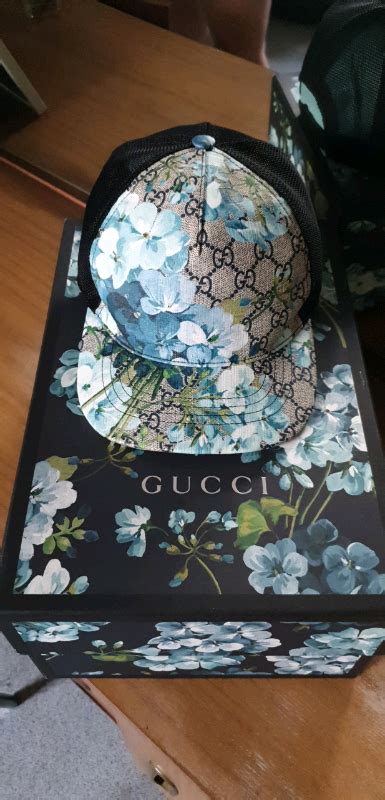 gucci cap blaue blumen schwarz